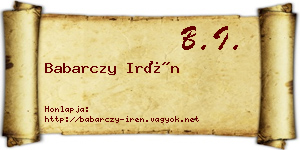 Babarczy Irén névjegykártya